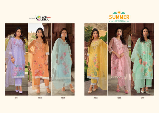 Summer Spring Ladyleela Organza Embriodary Readymade Pant Style Suits