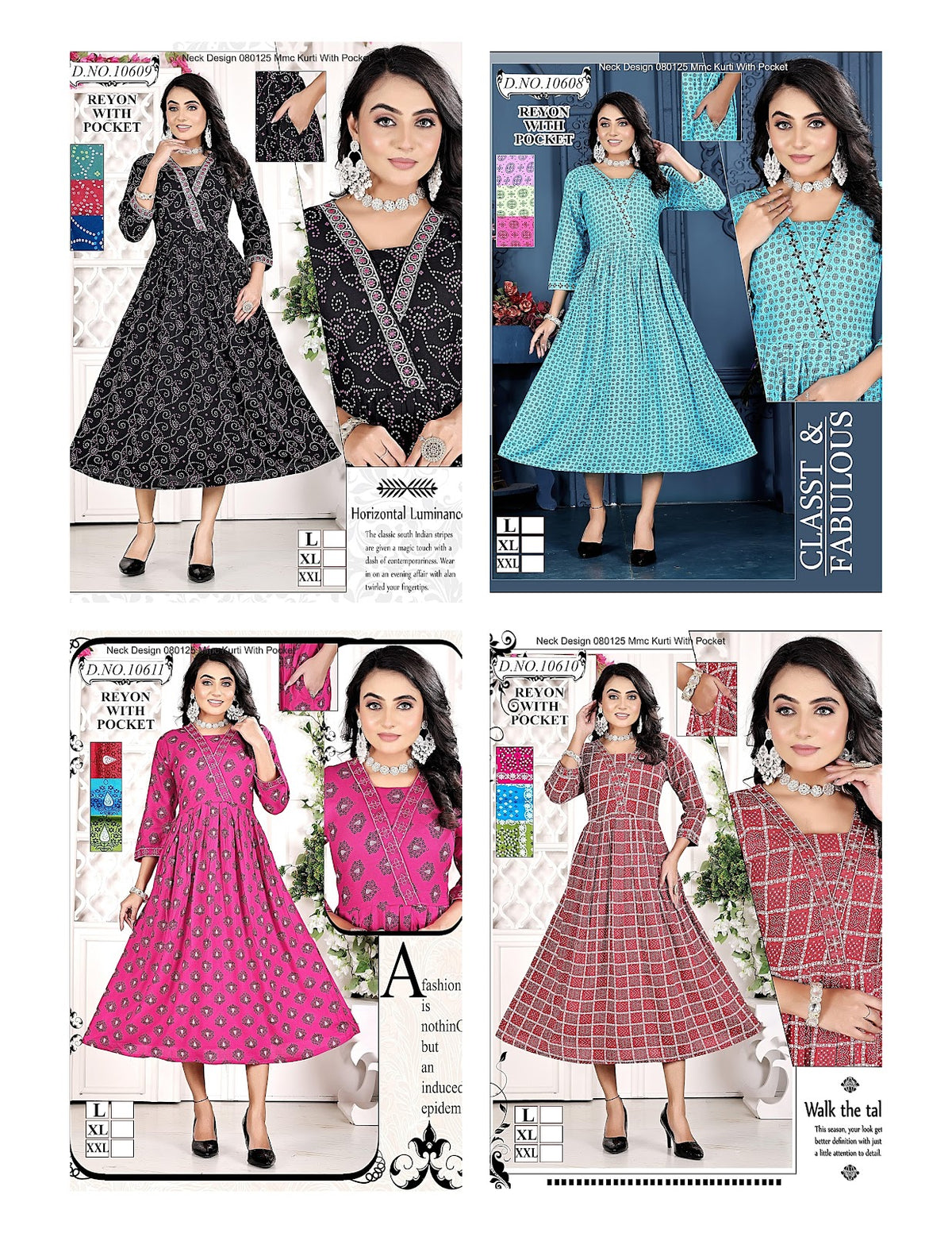 Neck Design 080125 Mmc Reyon Kurti With Pocket Supplier Ahmedabad