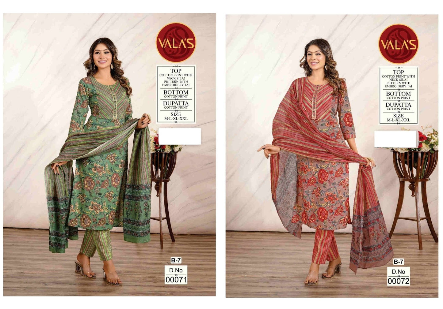 0071-0072 Valas Cotton Readymade Pant Style Suits Supplier