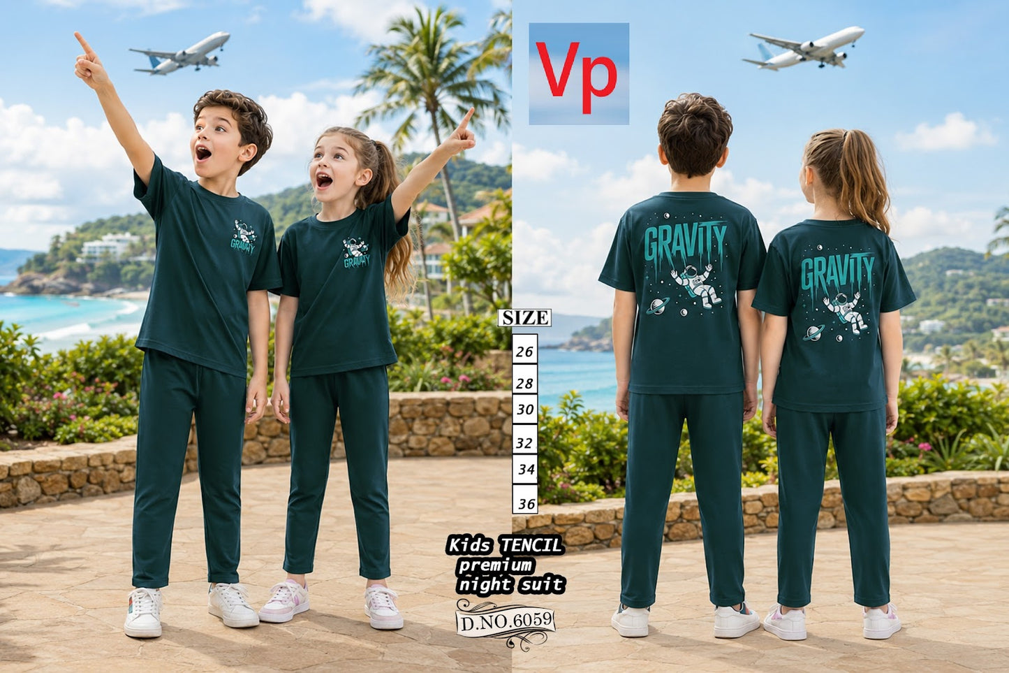 0108 Dno 6059 Tencil Vp Unisex Kids Co Ord Set Wholesale