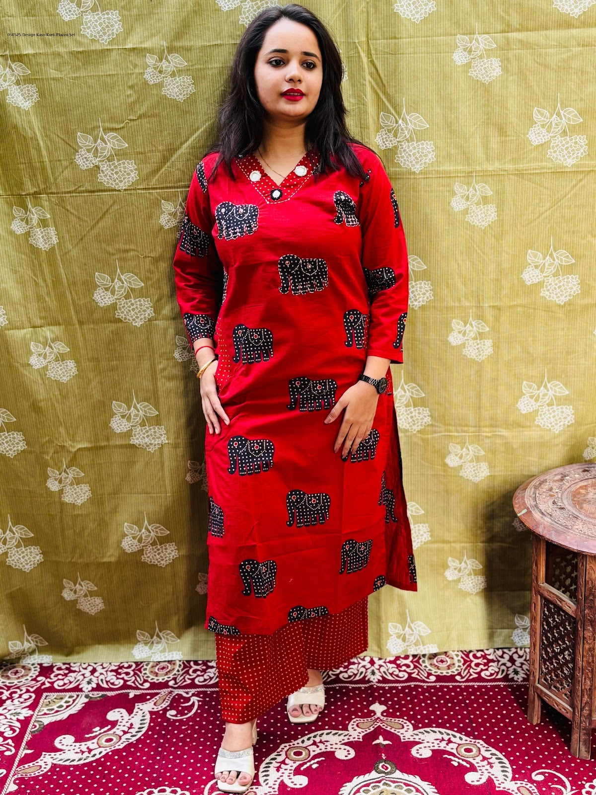 050525 Design Kaso Cotton Kurti Plazzo Set Supplier India