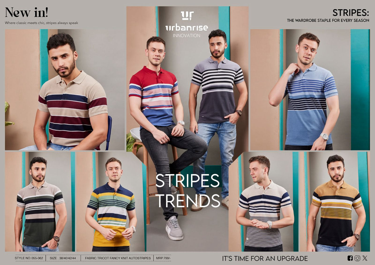 055-062 Urbanrise Auto Stripes Mens Tshirts Wholesaler