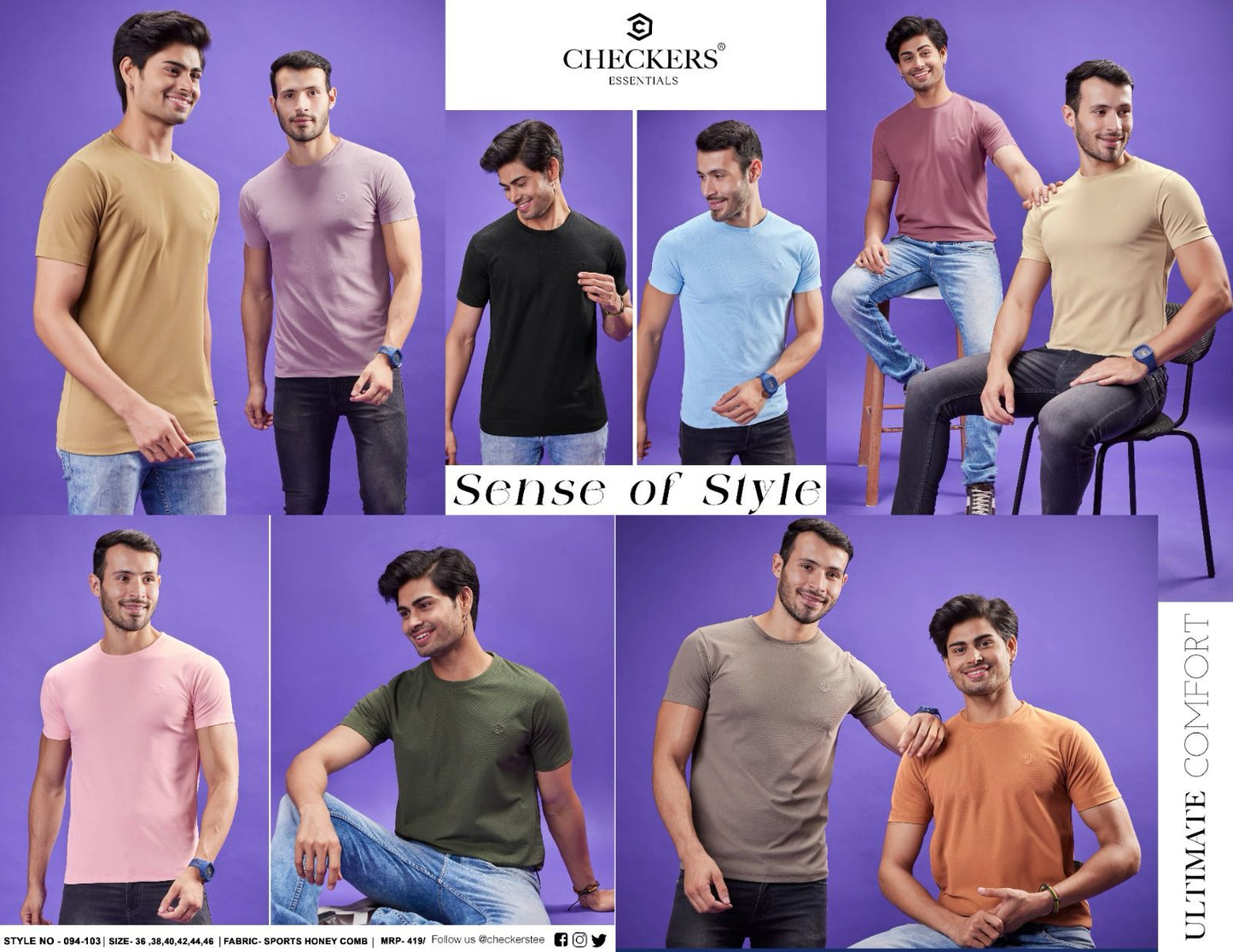 094-103 Checkers Honey Comb Mens Tshirts Exporter