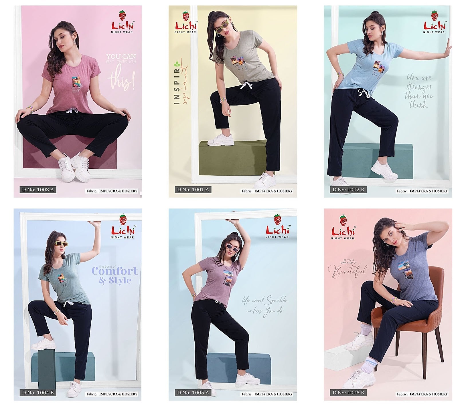 1001-1006 Lichi Imported Pyjama Night Suits