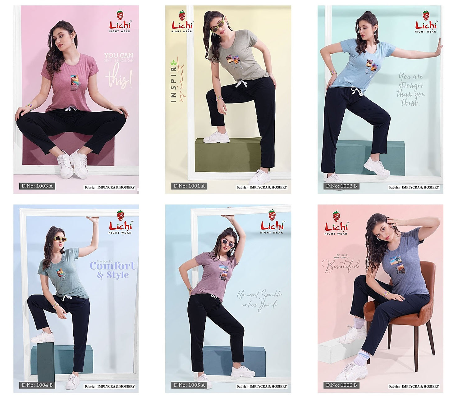 1001-1006 Lichi Imported Pyjama Night Suits