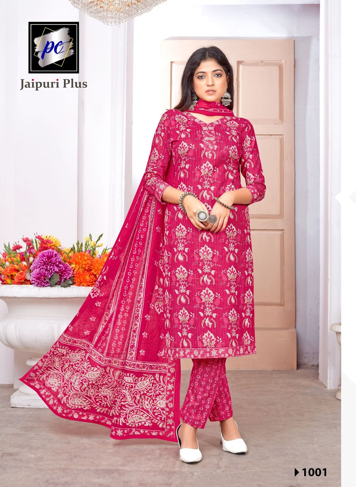 1001-1012 Jaipuri Plus Readymade Pant Style Suits Manufacturer Ahmedabad