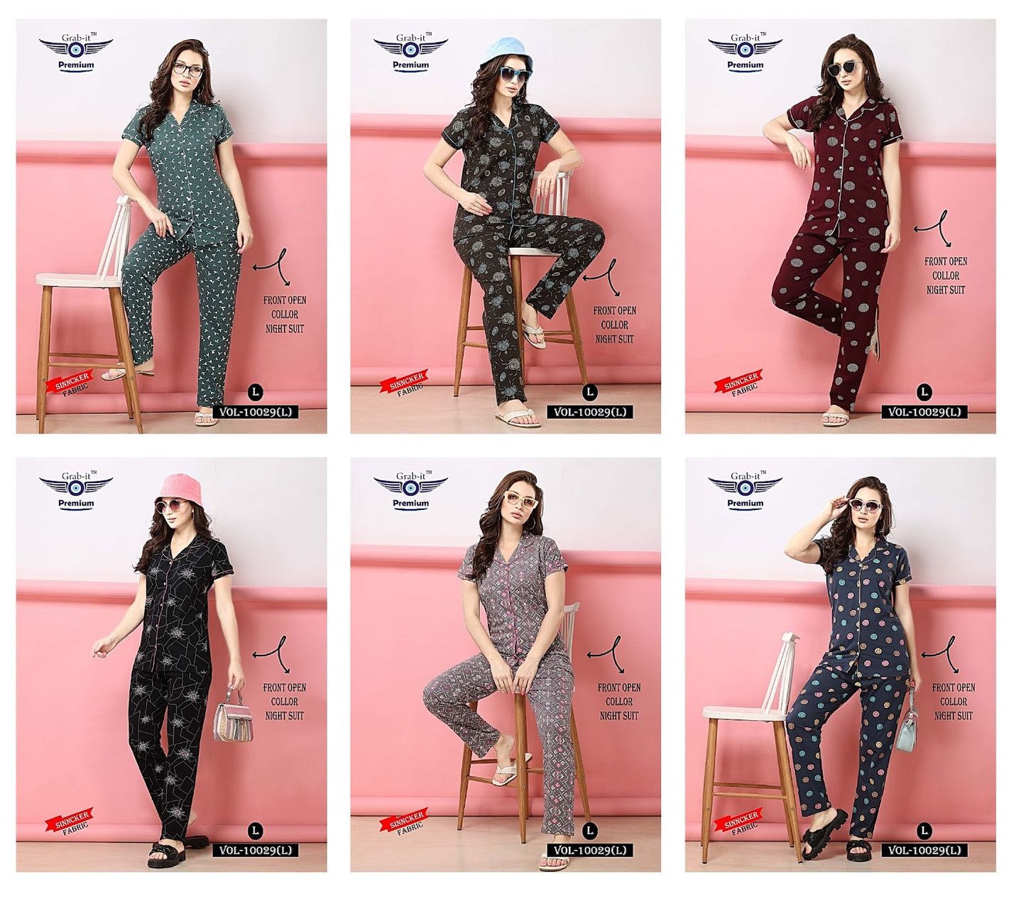 10029 L Grab It Sinker Collar Night Suits