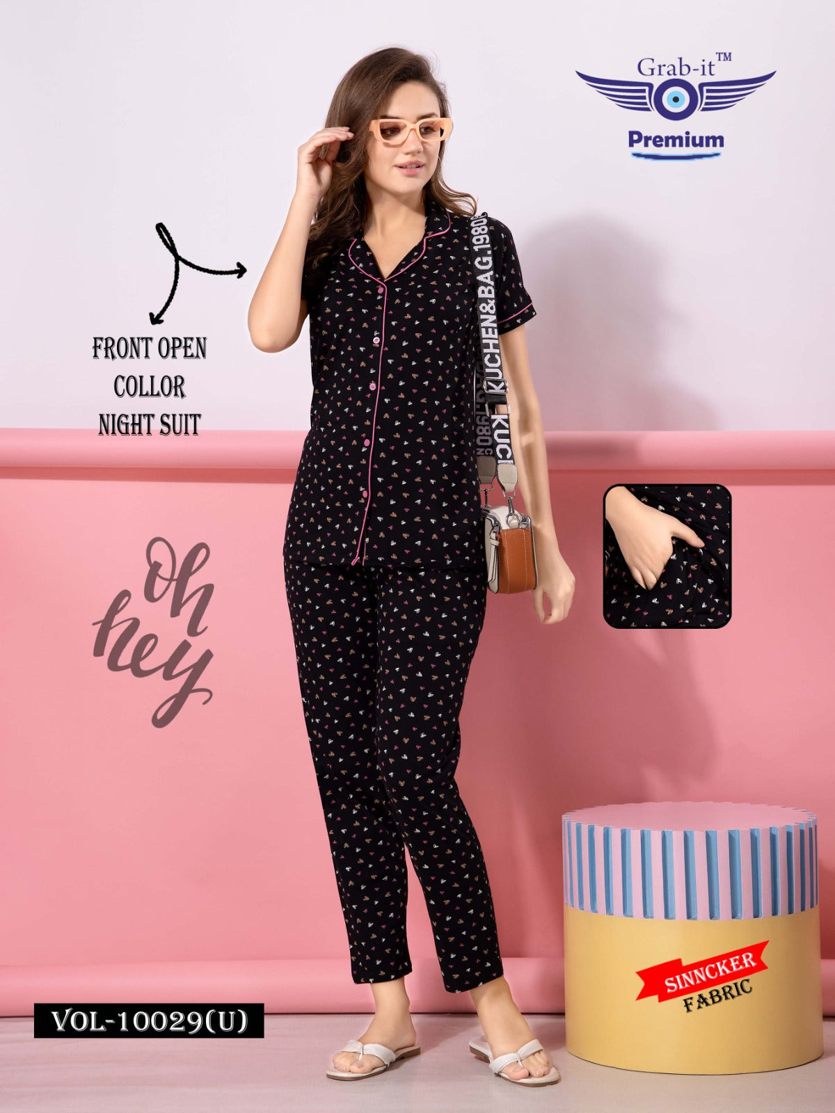 10029 U Grab It Sinker Collar Night Suits Supplier Ahmedabad