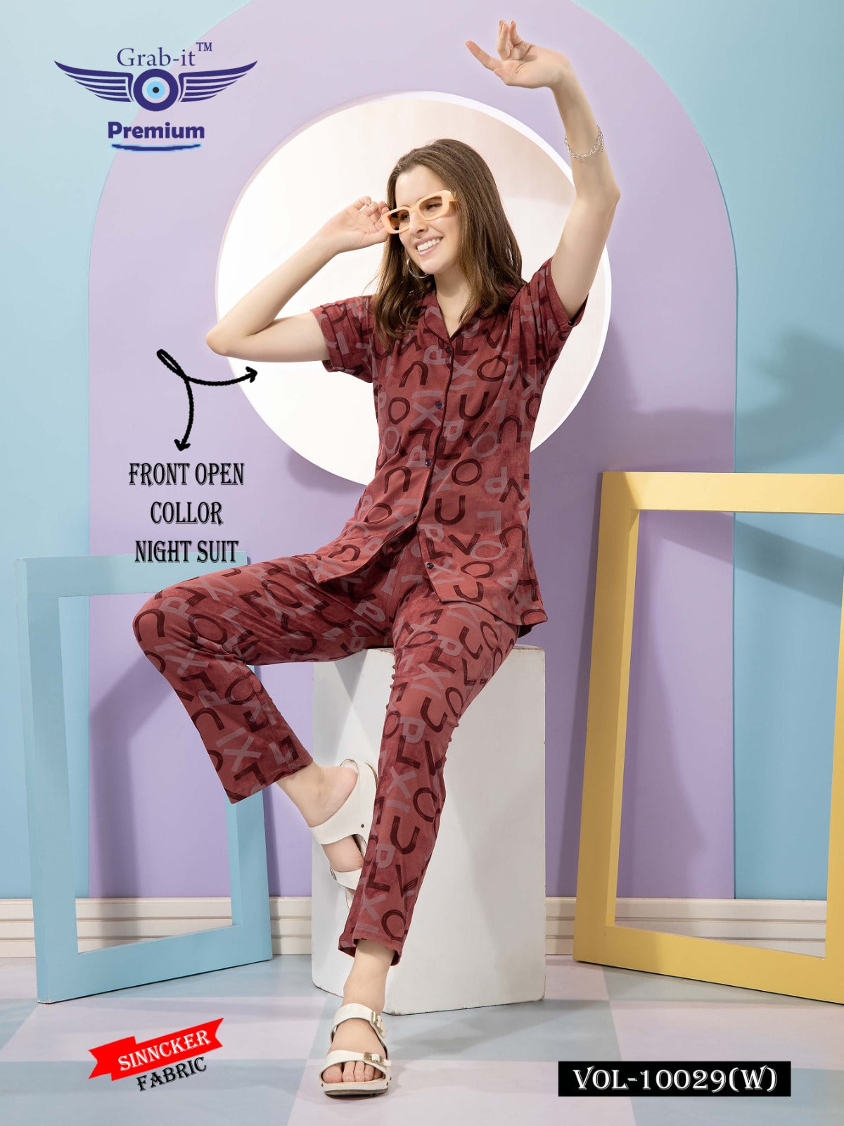 10029 W Grab It Sinker Collar Night Suits Wholesale