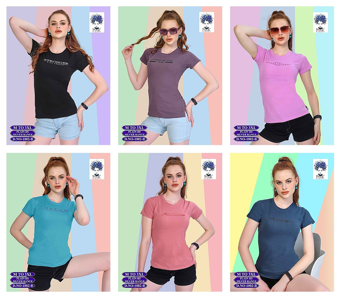 1002 B Pink Women Tshirt Wholesale Rate