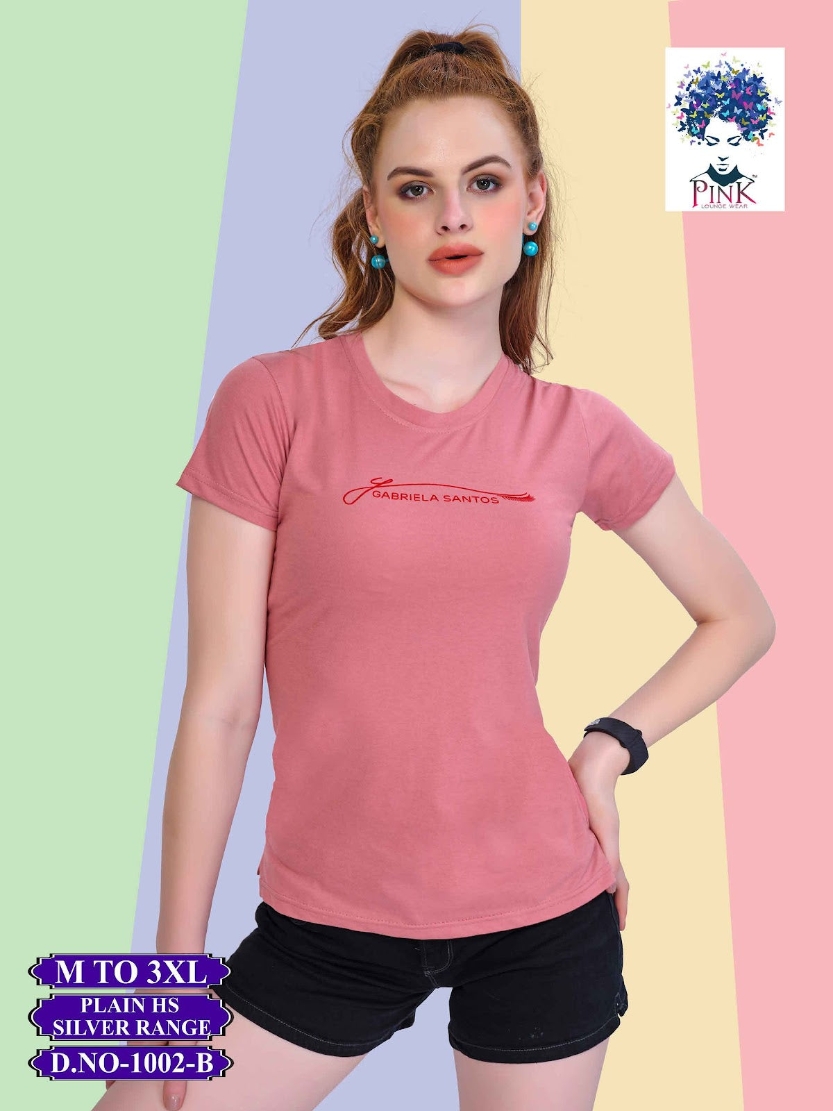 1002 B Pink Women Tshirt Wholesale Rate