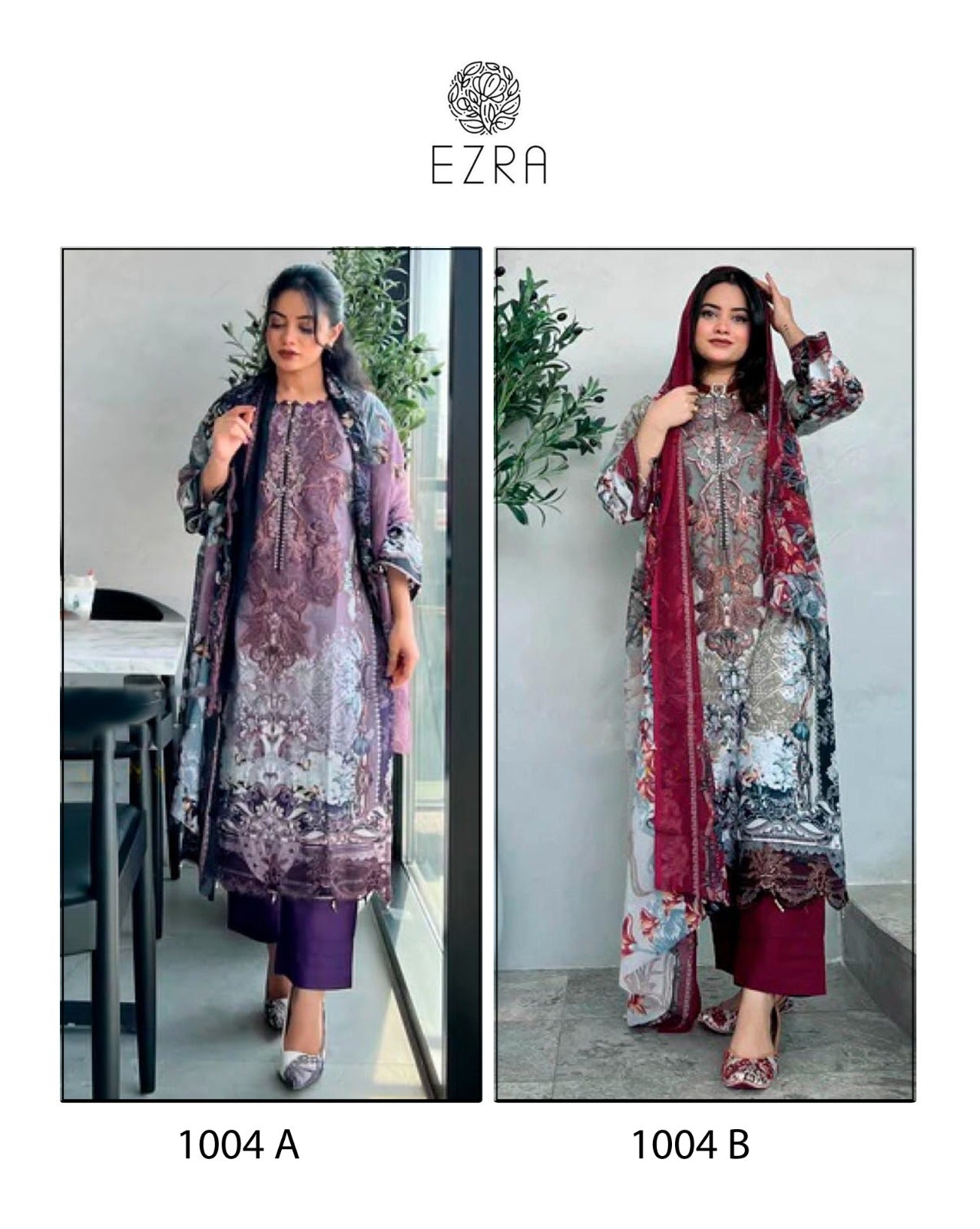 1004 Ezra Cotton Pakistani Patch Work Suits Exporter Gujarat