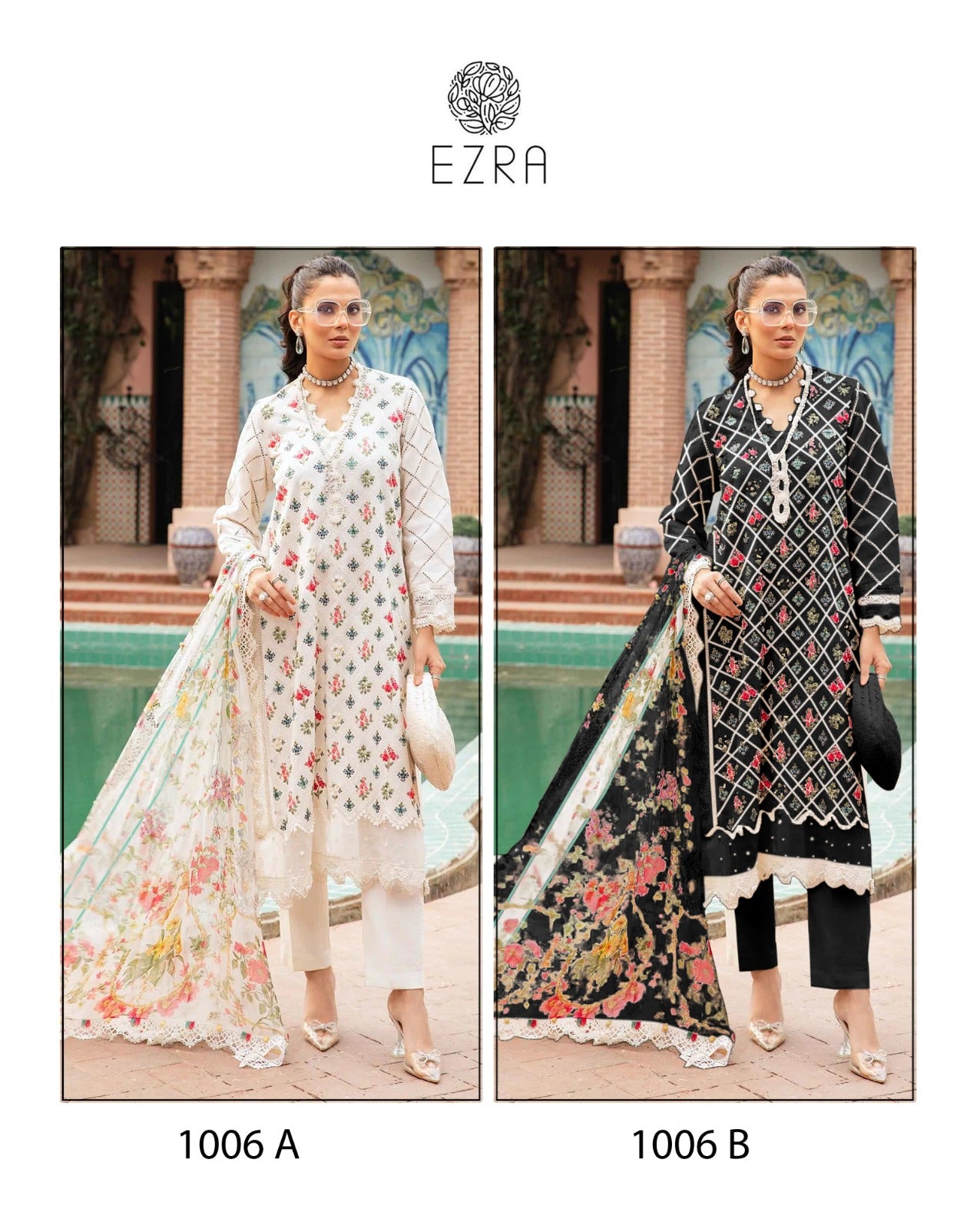 1006 Ab Ezra Cotton Pakistani Patch Work Suits Supplier Ahmedabad