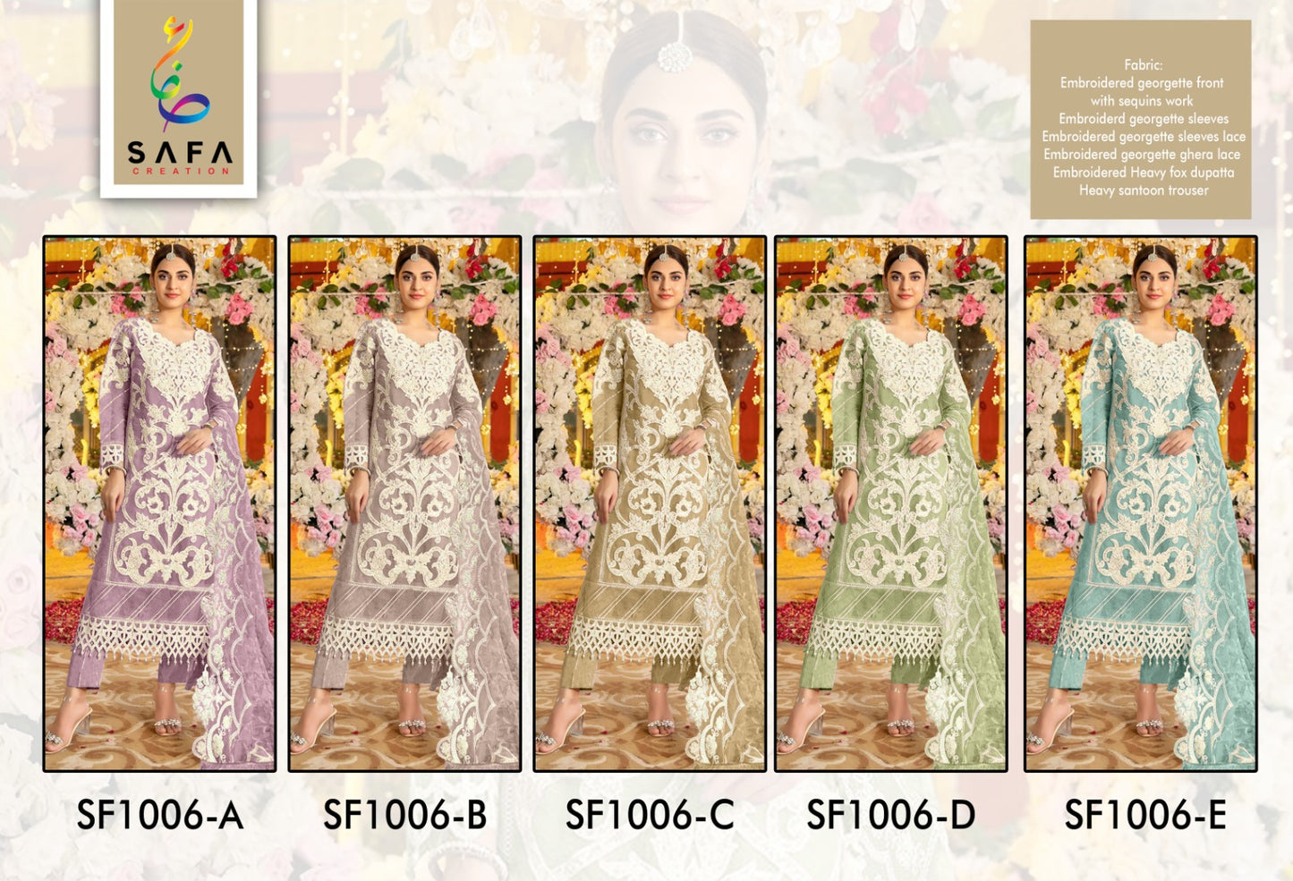 1006 Safa Creation Georgette Pakistani Salwar Suits Supplier