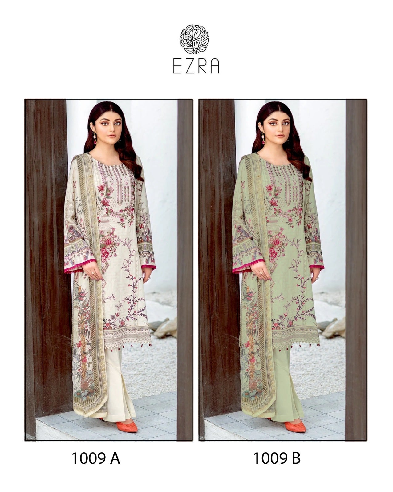 1009 Ezra Cotton Pakistani Patch Work Suits Supplier Gujarat