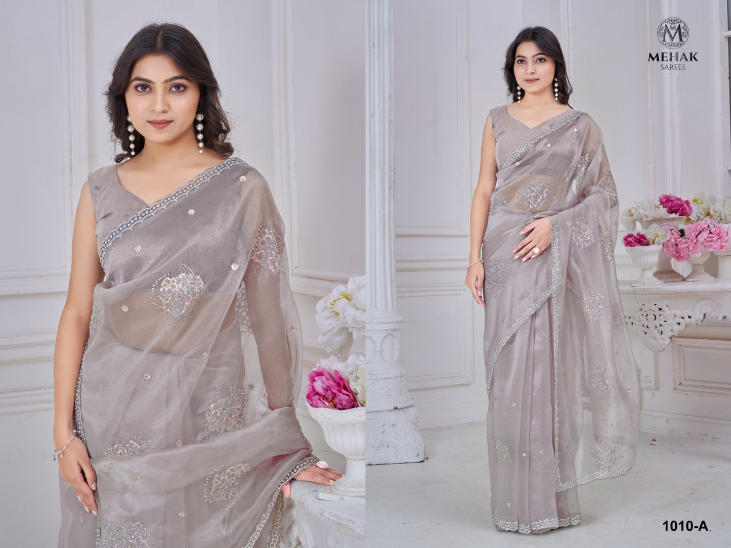 1010Abcde Mehek Soft Organza Sarees Wholesale Price