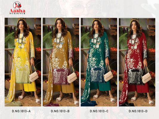 1013 Aasha Designer Cotton Pakistani Patch Work Suits
