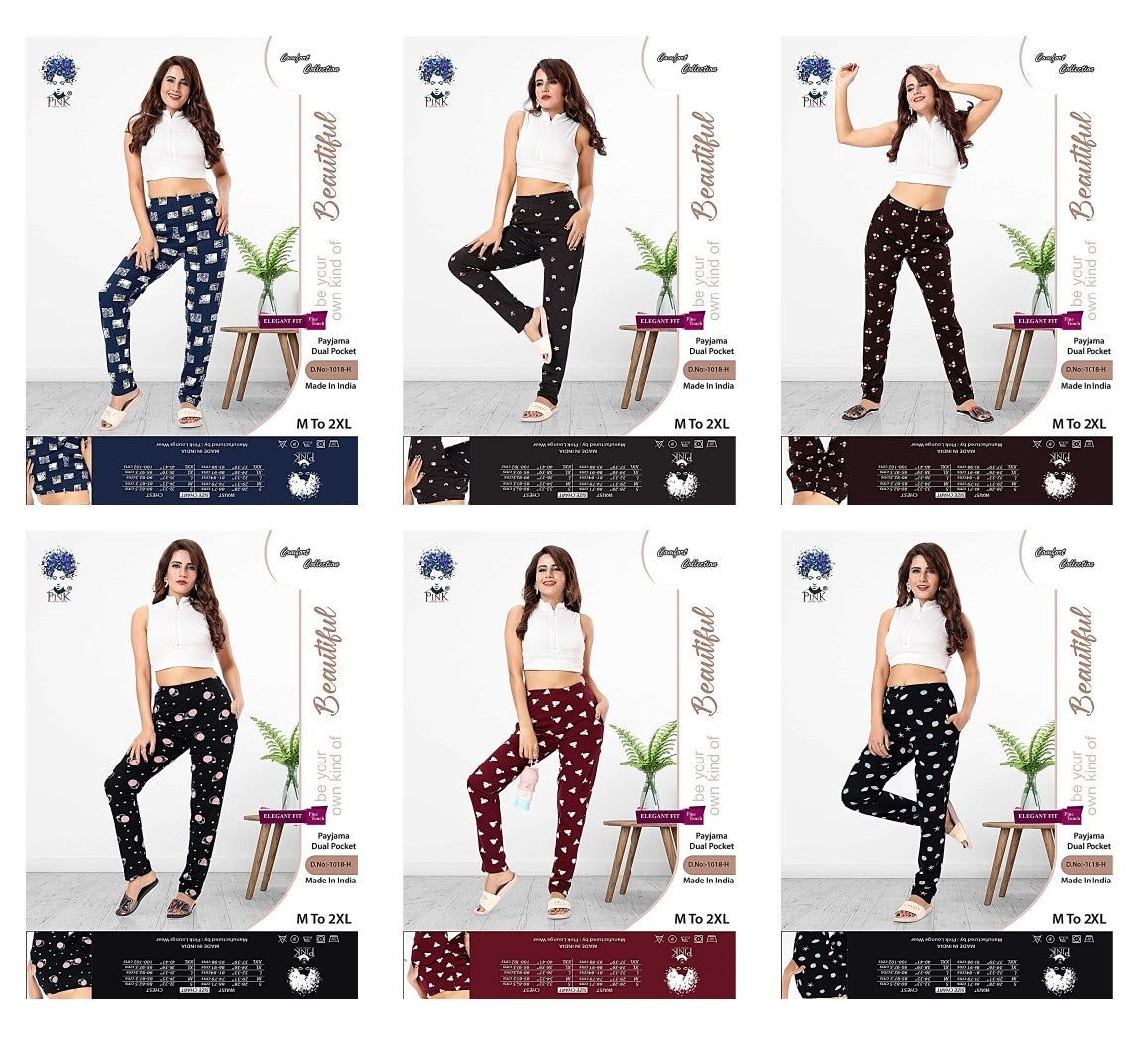 1018 H Pink Cotton Women Night Lower Wholesale Rate