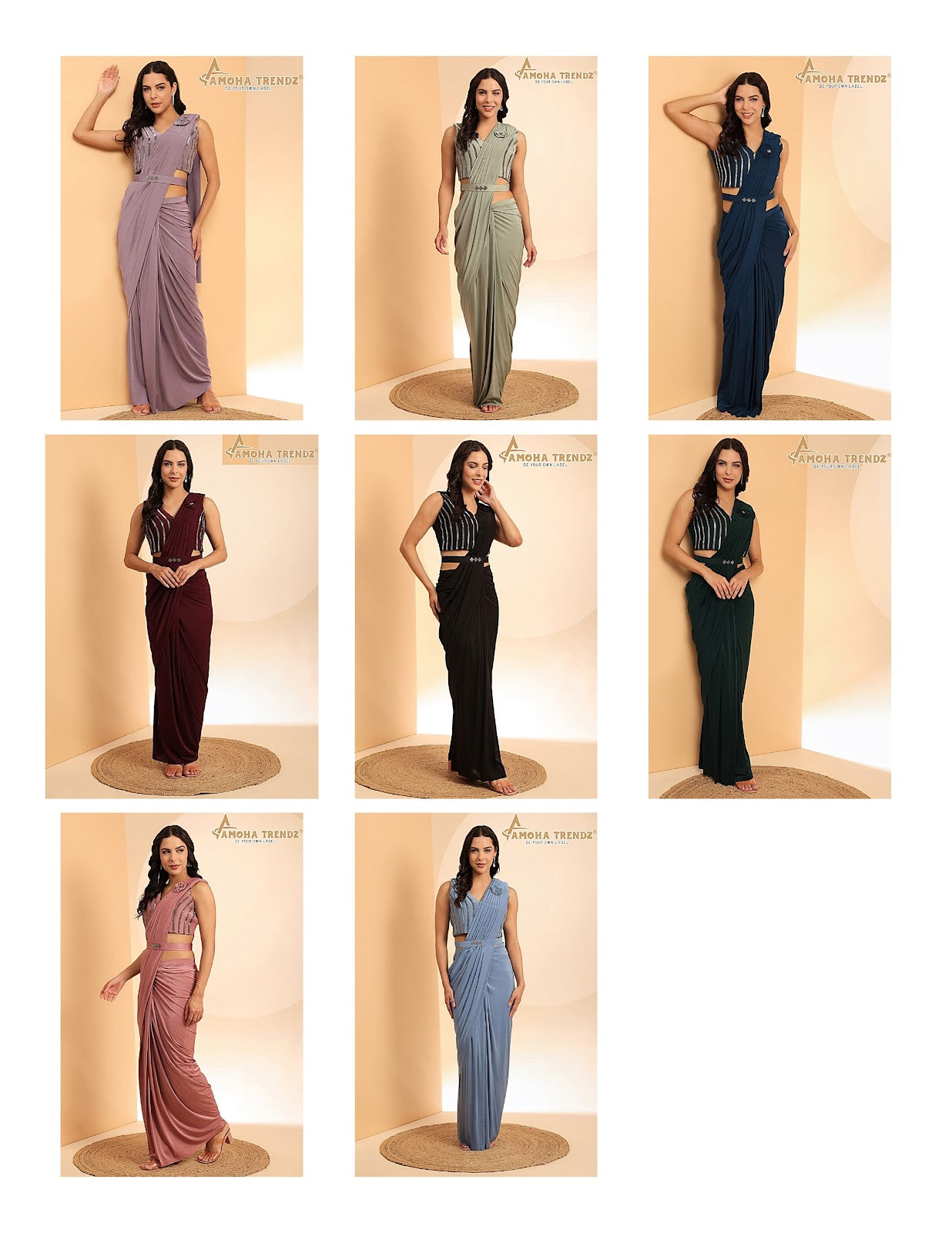 102093 New Colours Amoha Imported Crystle Ready To Wear Saree Manufacturer Ahmedabad
