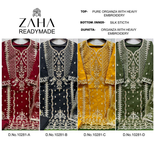 10281 Zaha Organza Pakistani Readymade Suits