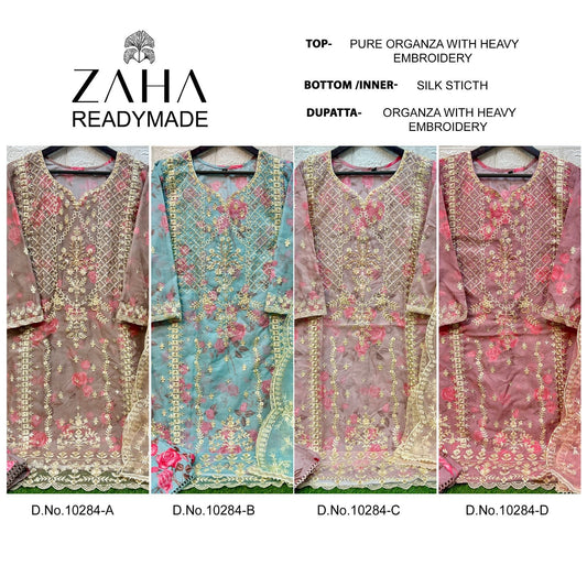 10284 Zaha Organza Pakistani Readymade Suits