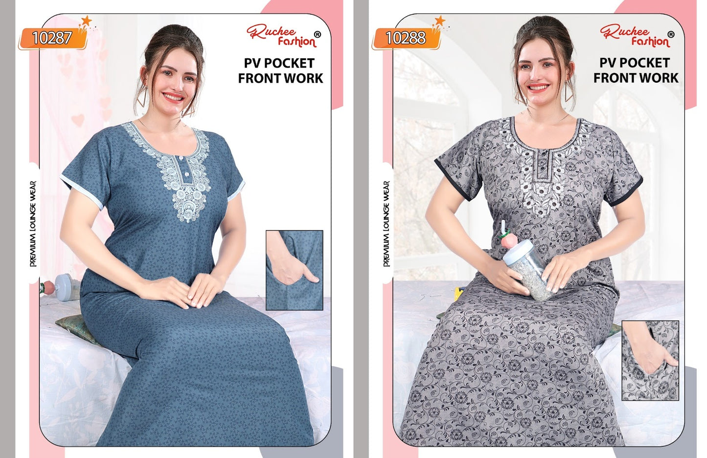 10287-10288 Ruchee Fashion Pv Night Gowns Wholesaler Ahmedabad