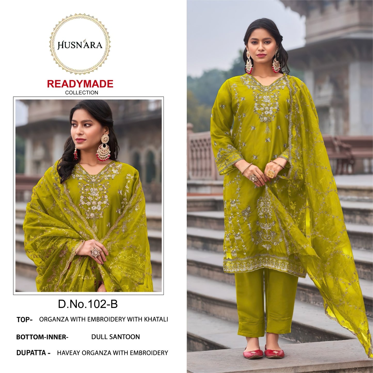 102 Husnara Organza Pakistani Readymade Suits Manufacturer