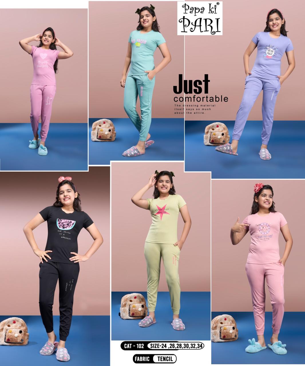 102 Papa Ki Pari Lycra Tencil Girls Night Suits