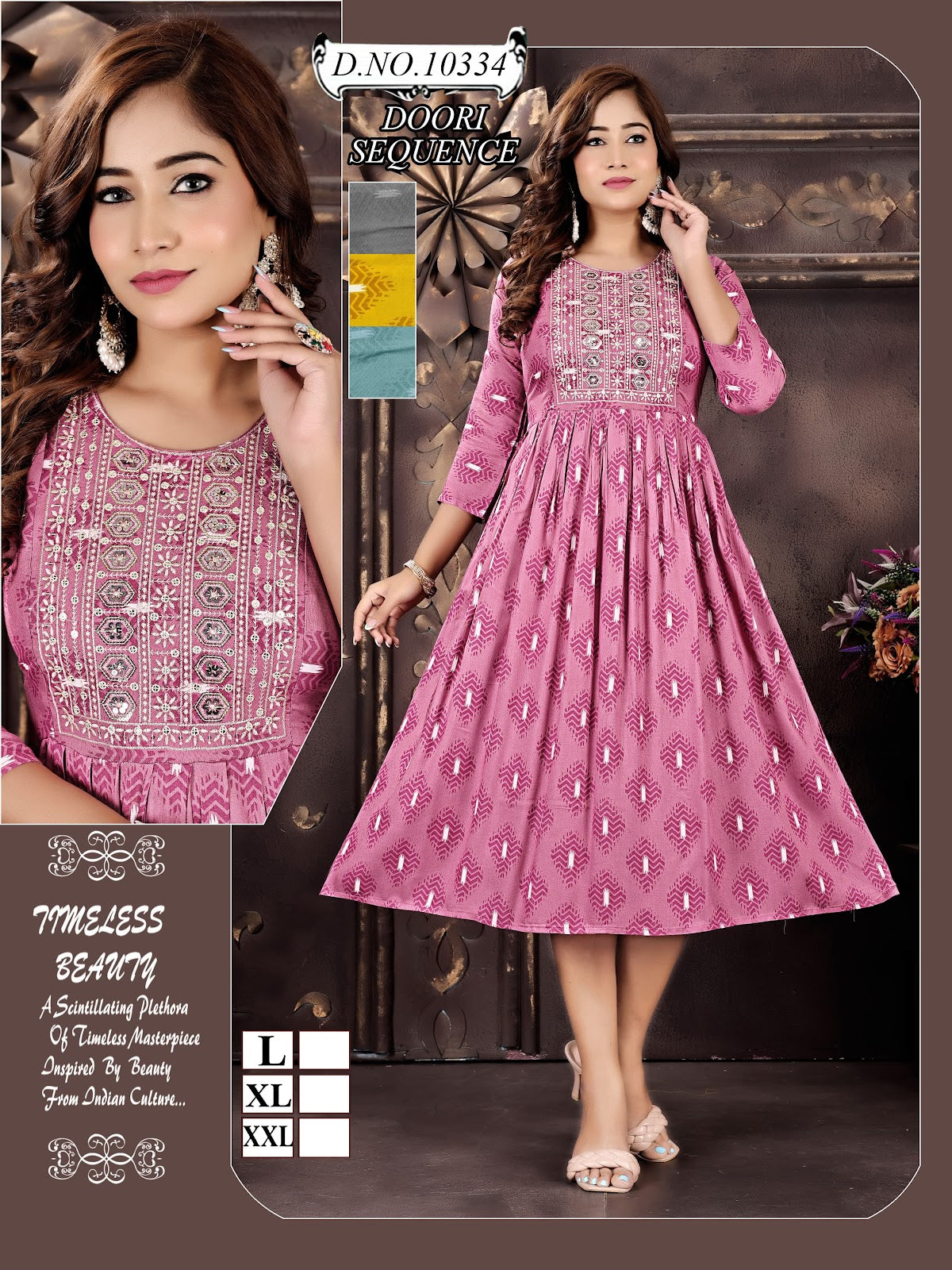10345-10347 Mmc Rayon Foil Anarkali Kurtis Exporter Gujarat
