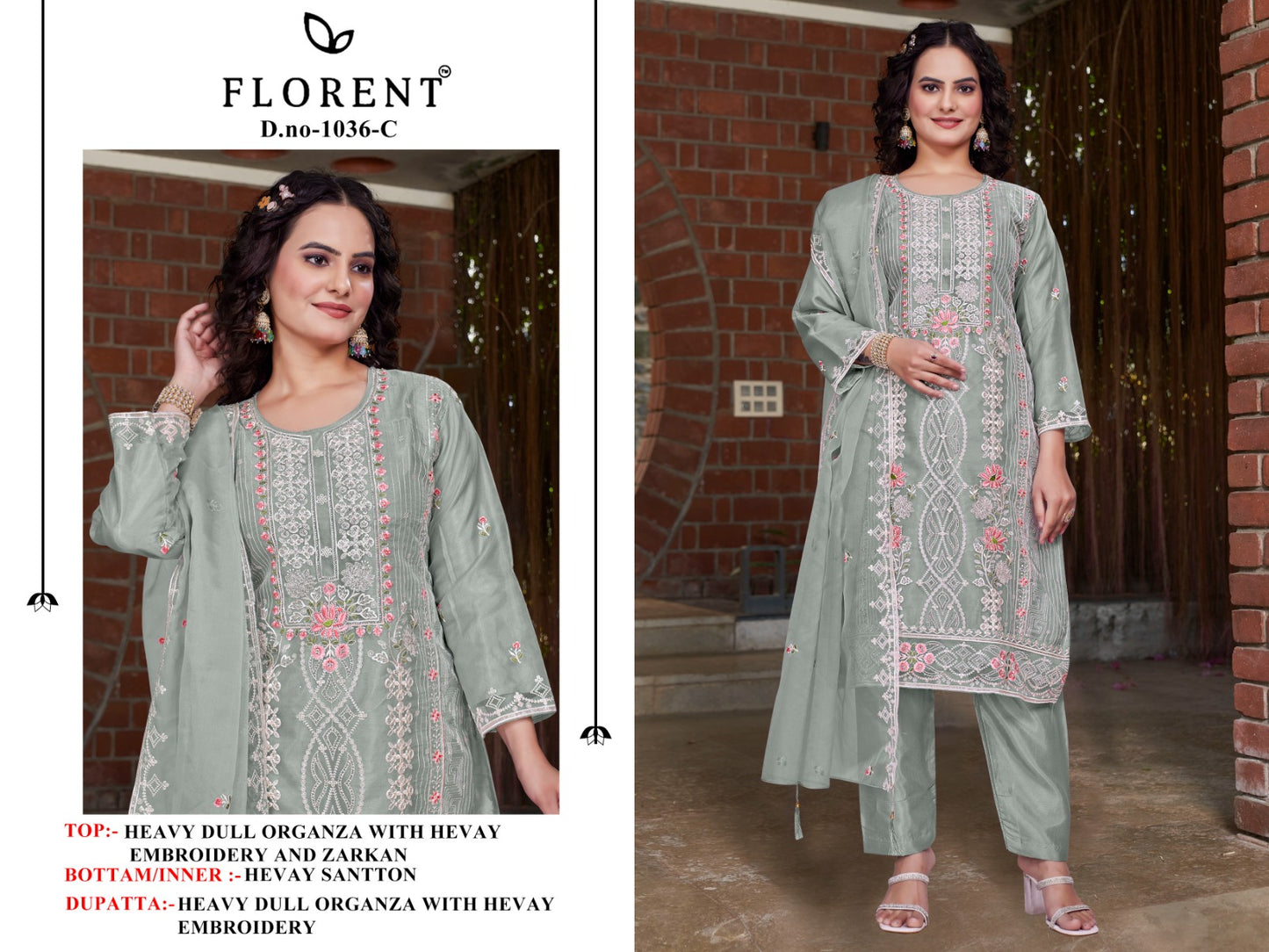 1036Abcd Florent Organza Pakistani Salwar Suits Supplier Ahmedabad