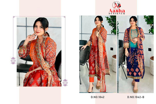 1042 Aasha Designer Cotton Karachi Salwar Suits