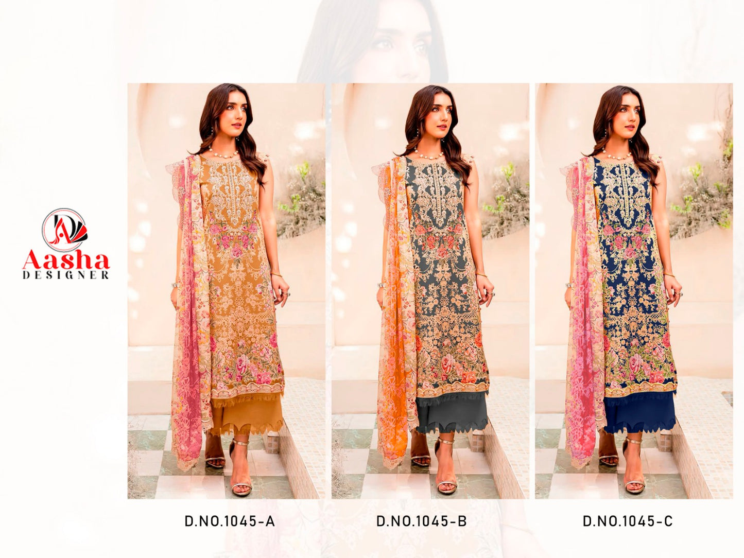 1045 Abc Aasha Designer Cotton Lawn Pakistani Patch Work Suits Wholesaler Ahmedabad