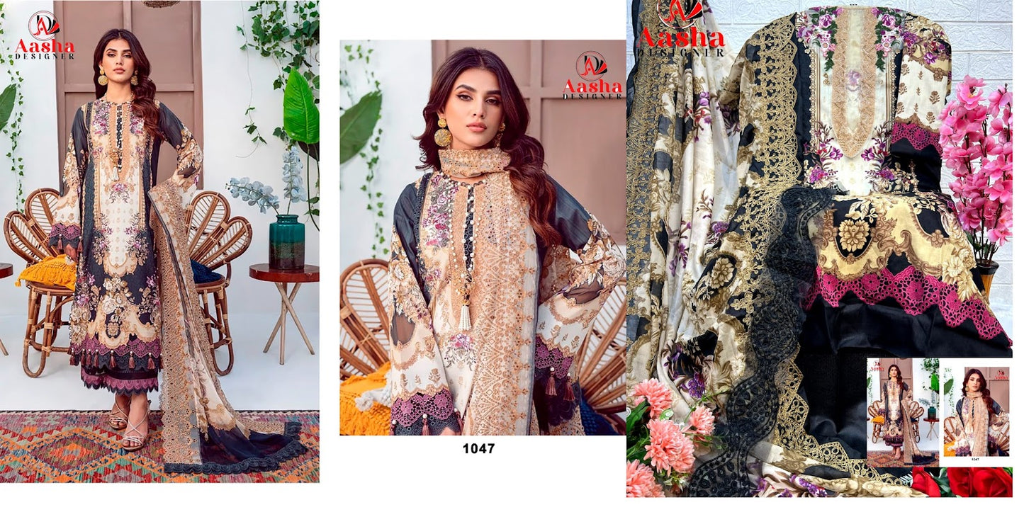 1047 Aasha Designer Pure Cotton Pakistani Salwar Suits Supplier India