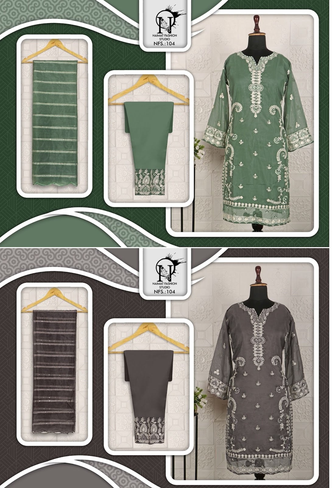 104 Naimat Fashion Studio Organza Pakistani Readymade Suits