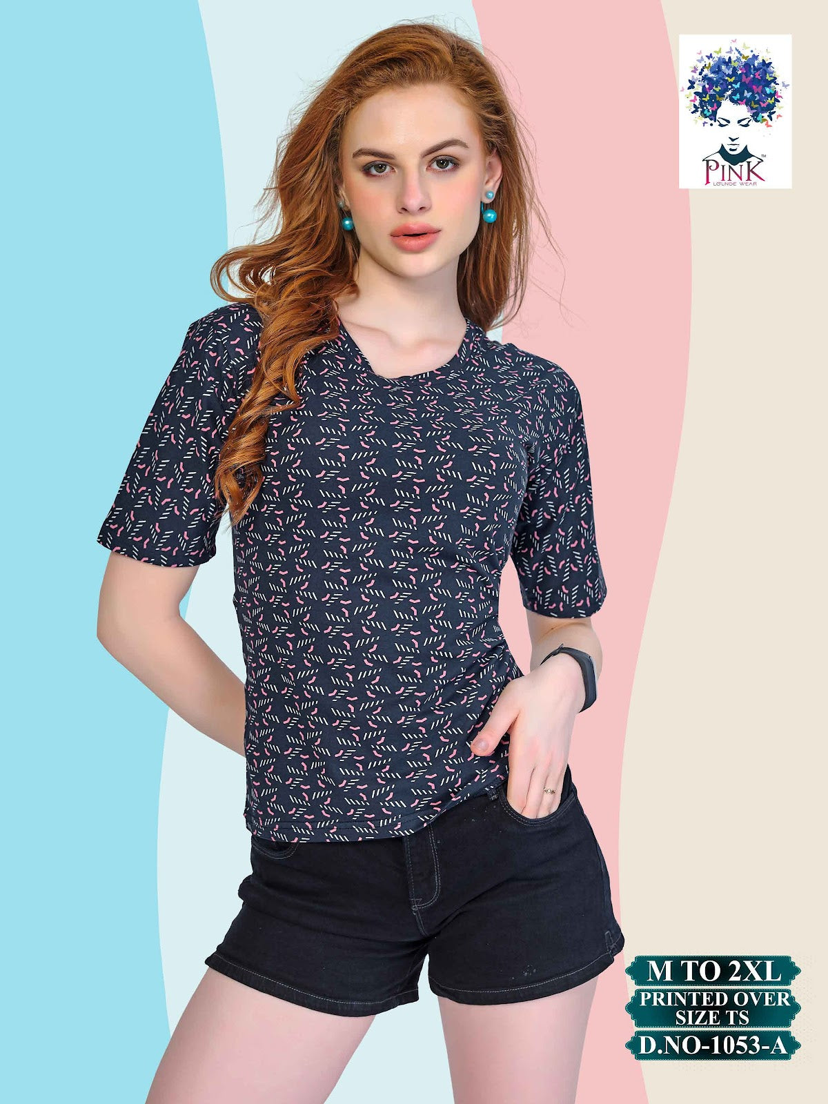 1053 A Pink Women Oversized Tshirt Manufacturer Ahmedabad