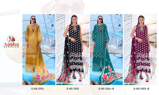 1054-1055Bb Aasha Designer Cotton Pakistani Patch Work Suits