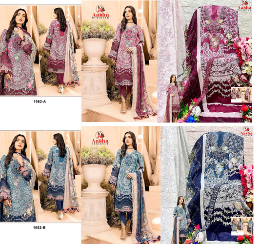 1062 Aasha Designer Cotton Pakistani Patch Work Suits