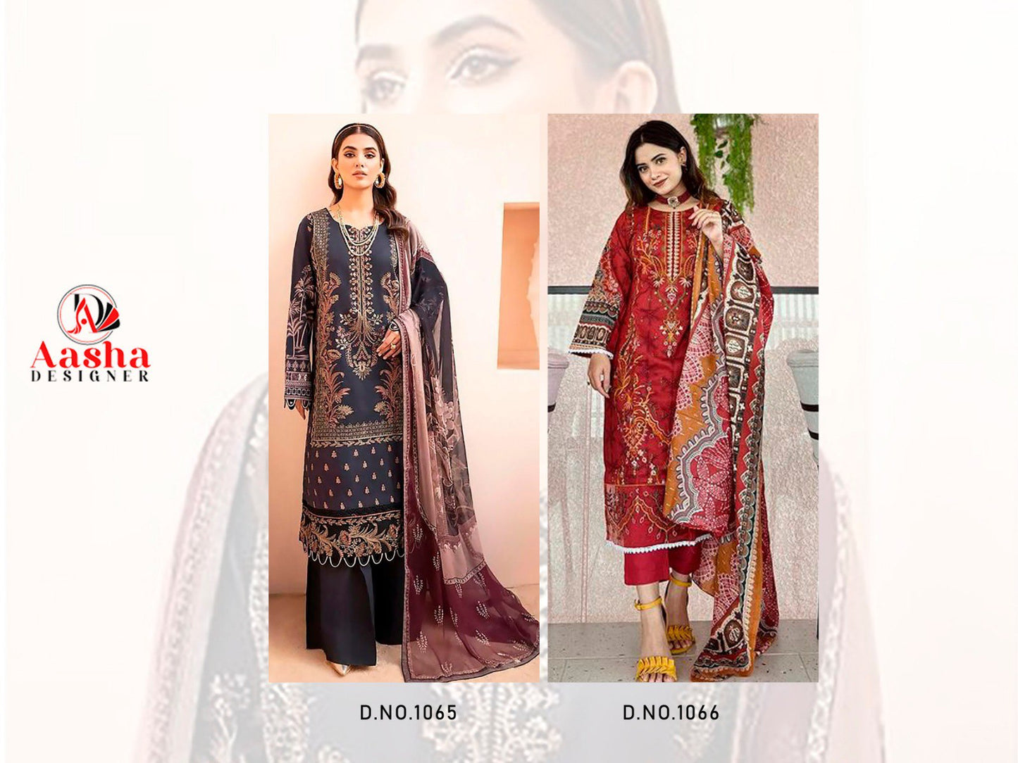 1065-1066 Chevron Summer Collection Aasha Designer Pure Cotton Pakistani Salwar Suits Wholesaler