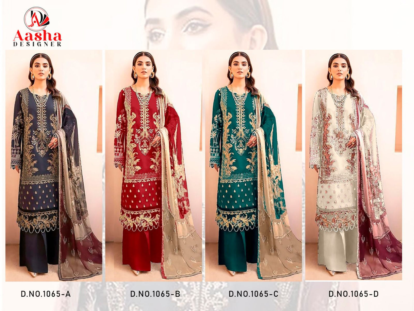 1065 Aasha Designer Pure Cotton Pakistani Salwar Suits Supplier India