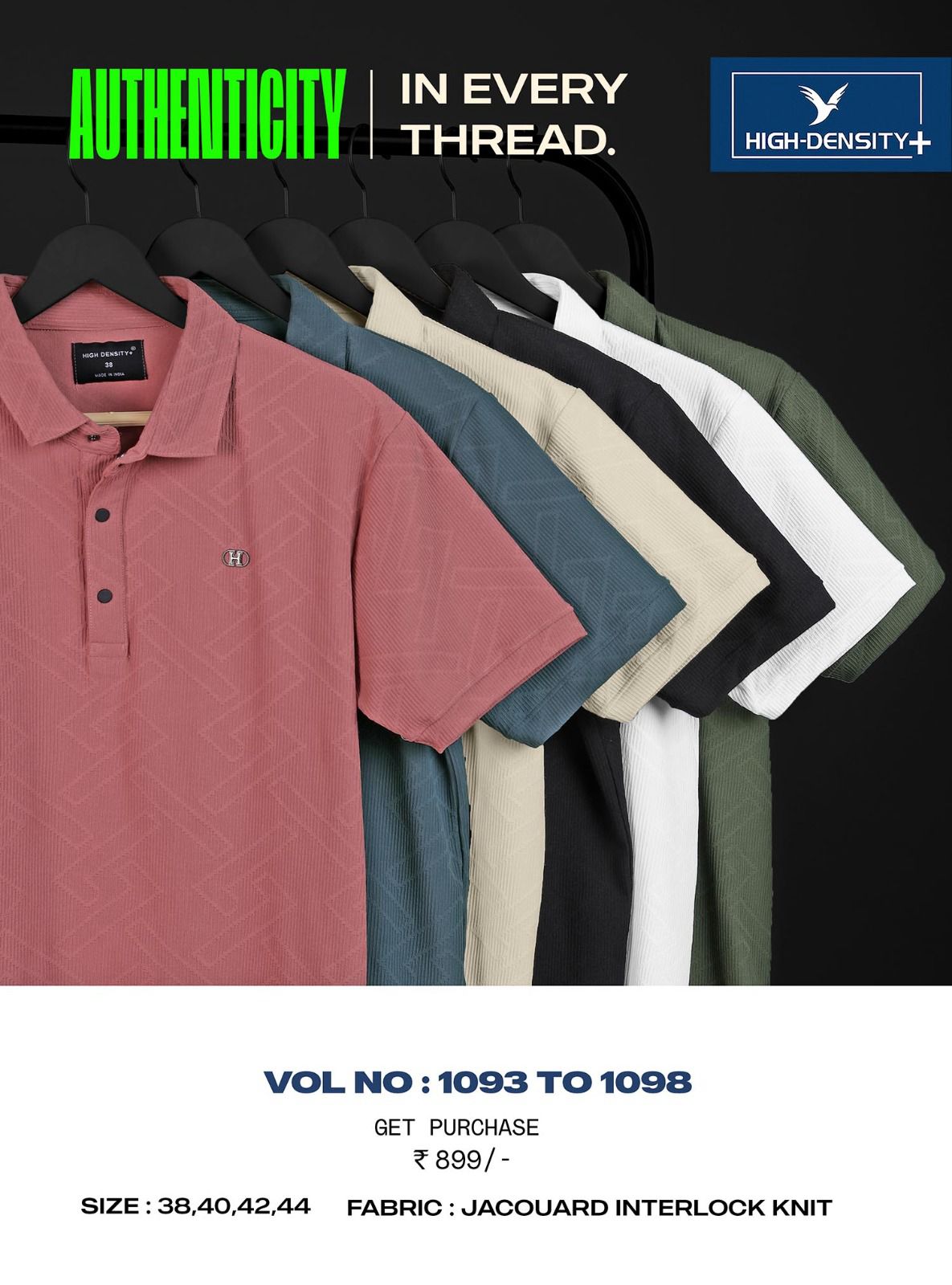 1093-1098 High Density Jacquard Knit Mens Tshirts Wholesale Rate