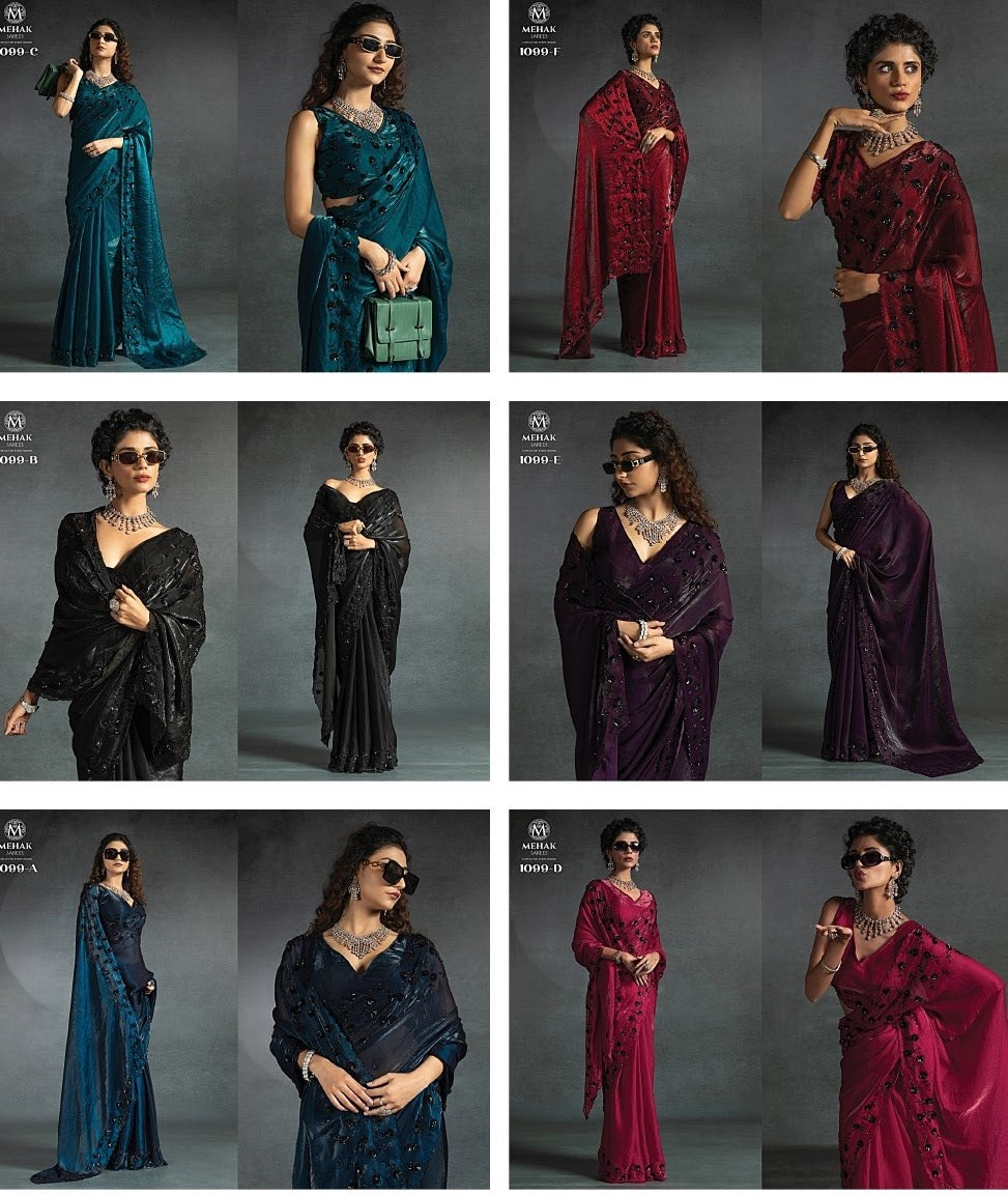1099Abcdef Mehek Satin Silk Sarees Exporter