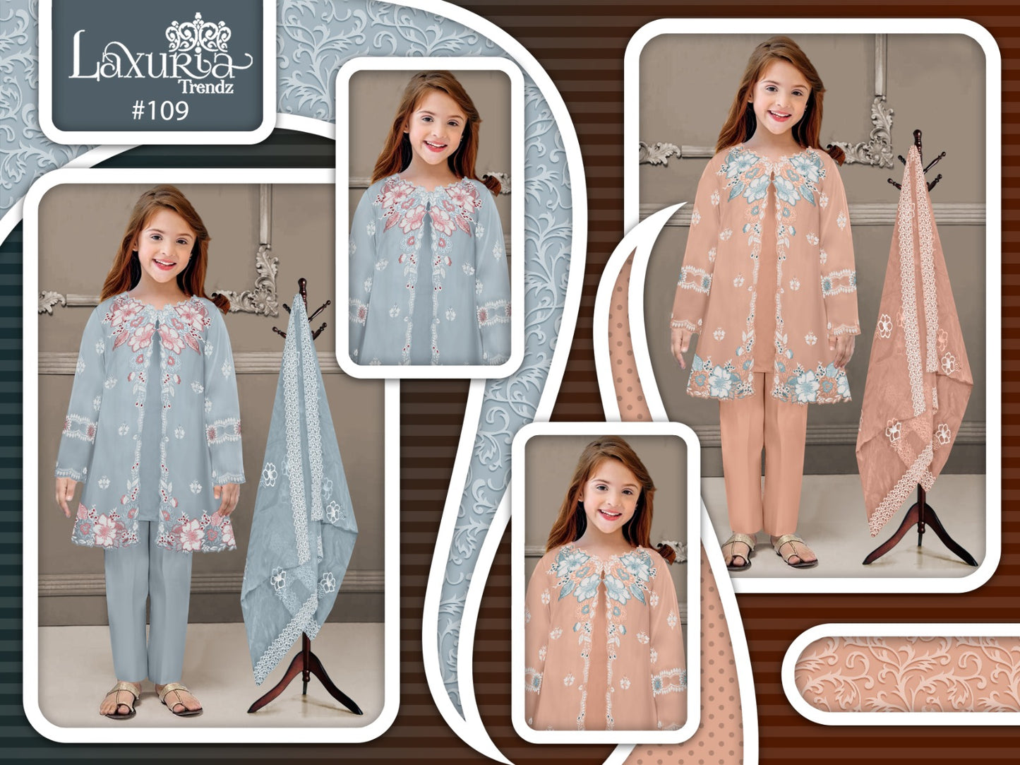 109 Laxuria Trendz Fox Georgette Girls Readymade Pant Suits