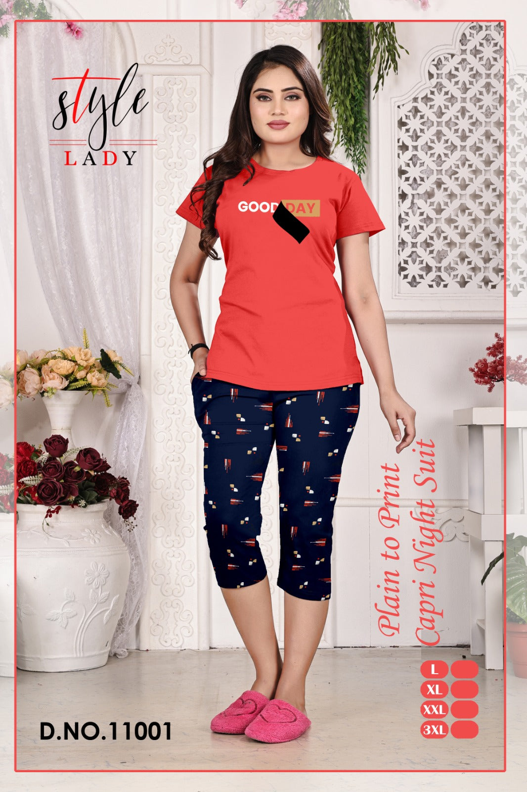 11001 Ladys Sinker Capri Night Suits Wholesale Rate