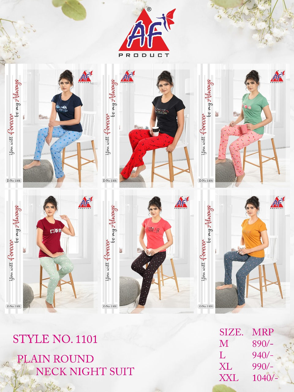 1101 Afdc 30 Count Pyjama Night Suits