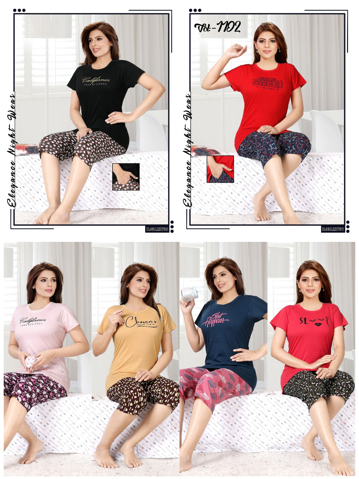 1102 Ks Hosiery Sinker Capri Night Suits