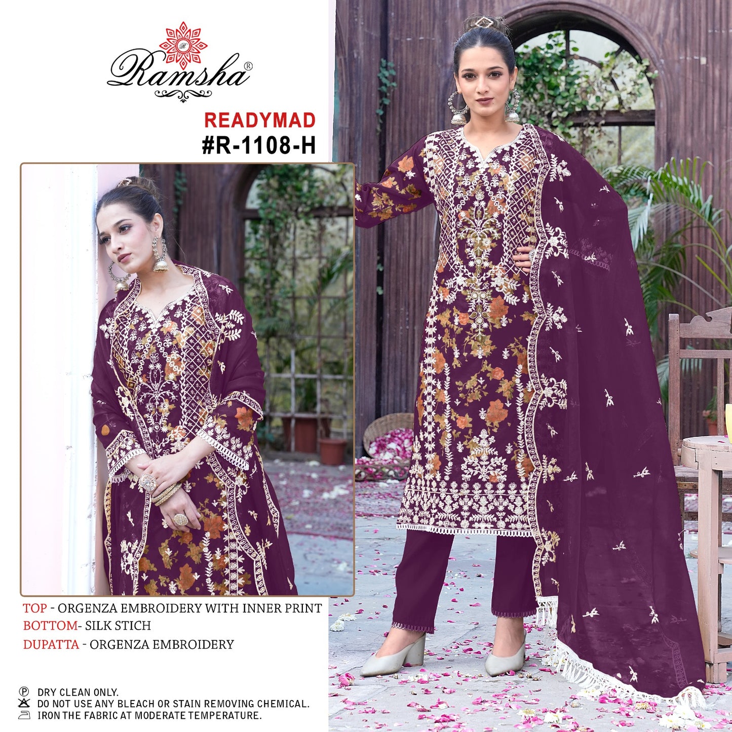 1108 Ramsha Organza Pakistani Readymade Suits Manufacturer Gujarat