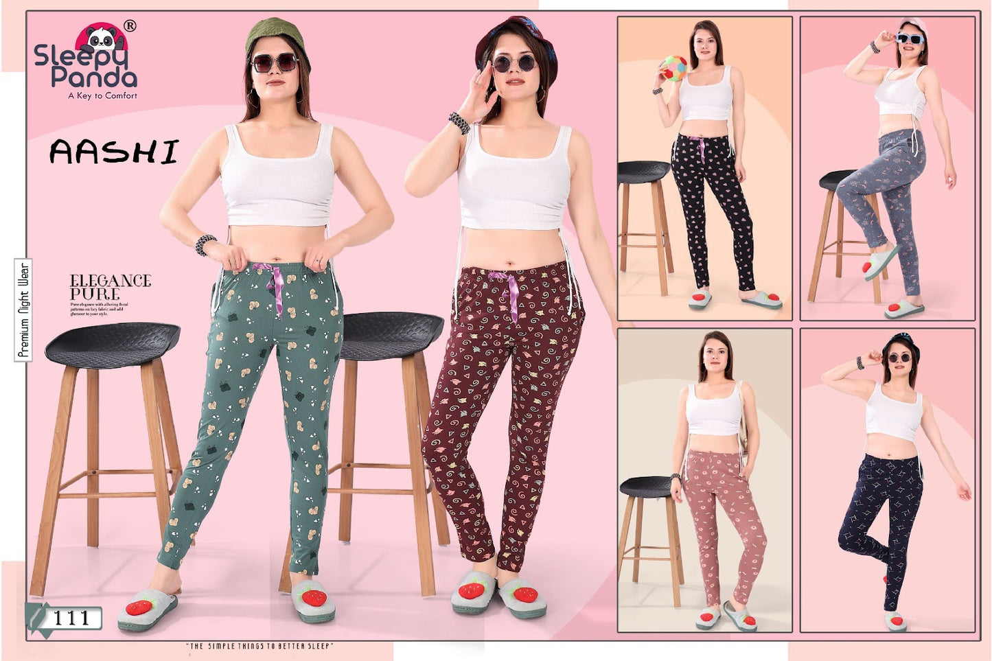 111 Aashi Sleepy Panda Sinker Women Night Lower Wholesale Price