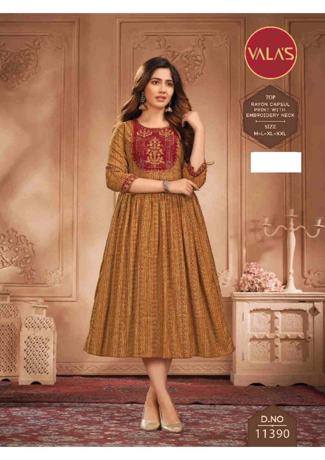 11390 Valas Capsule Rayon Anarkali Kurtis Supplier Ahmedabad
