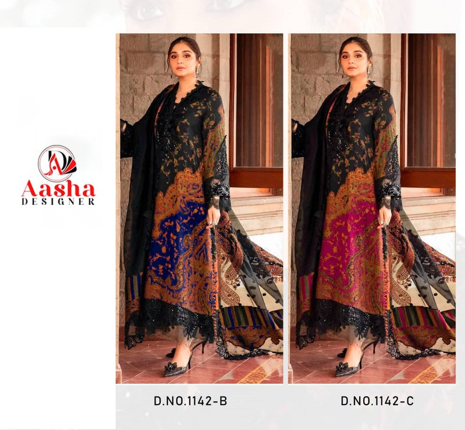 1142Bc Aasha Designer Pure Cotton Pakistani Salwar Suits Wholesaler Gujarat