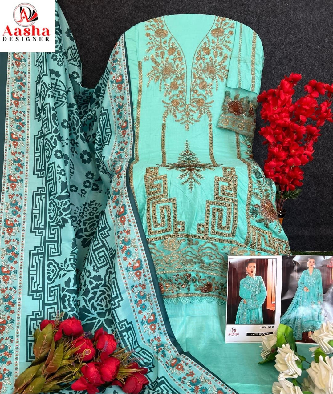 1149Abcd Aasha Designer Heavy Rayon Pakistani Salwar Suits Exporter Gujarat